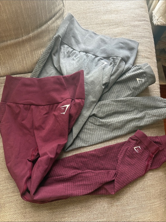 Gymshark Pants - Gymshark vital seamless 2.0 Leggings bundle- Burgundy and Gray